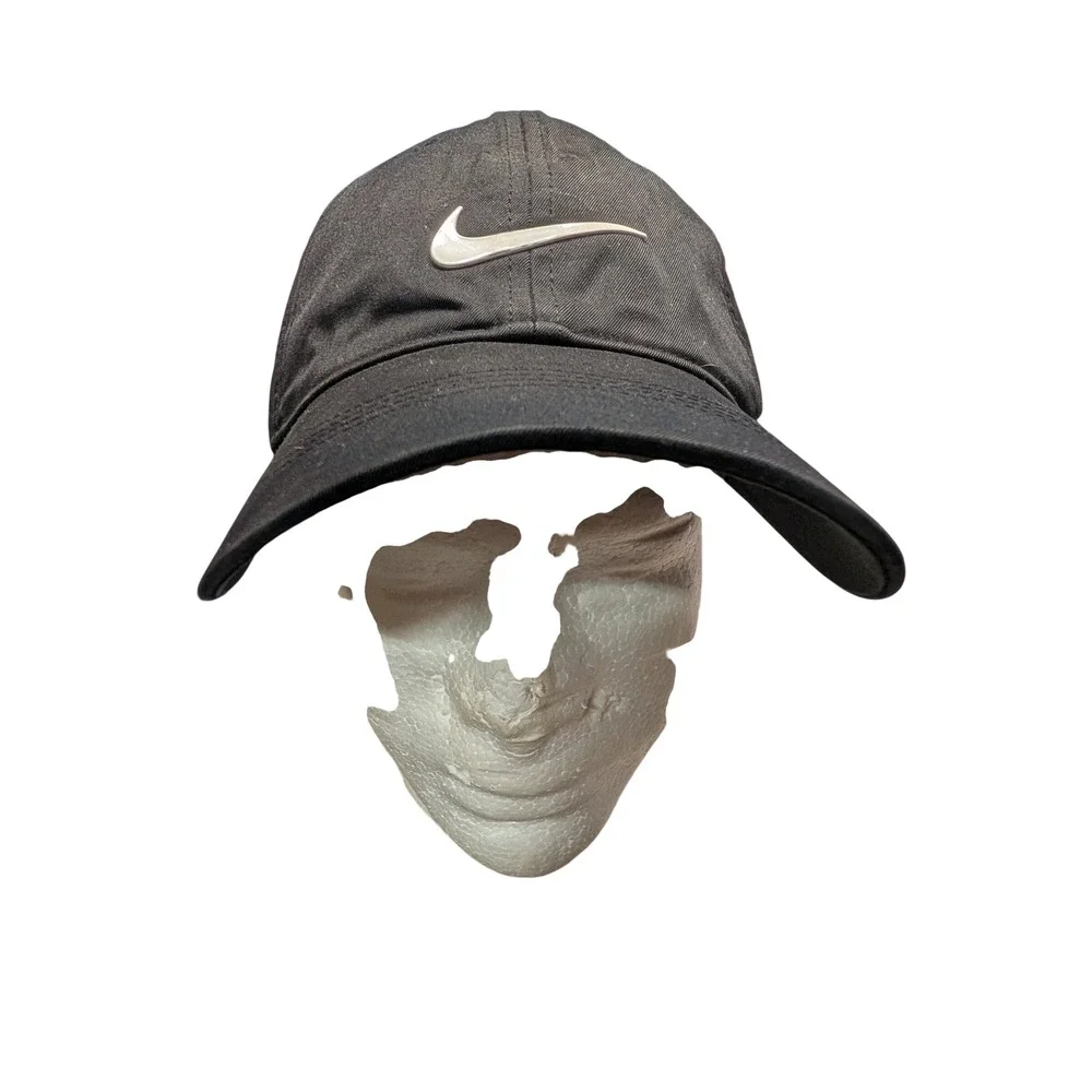 Nike Black Baseball Cap Metal Swoosh Logo Adjustable Strap Hat Mens Womens